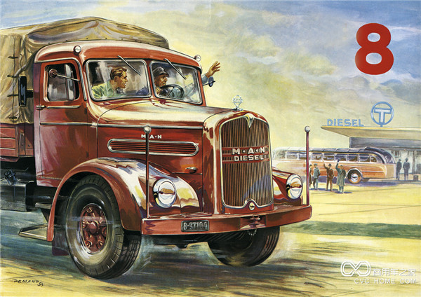 1951年,匹配了V8發(fā)動機的曼恩F8卡車，可達180 馬力。.jpg